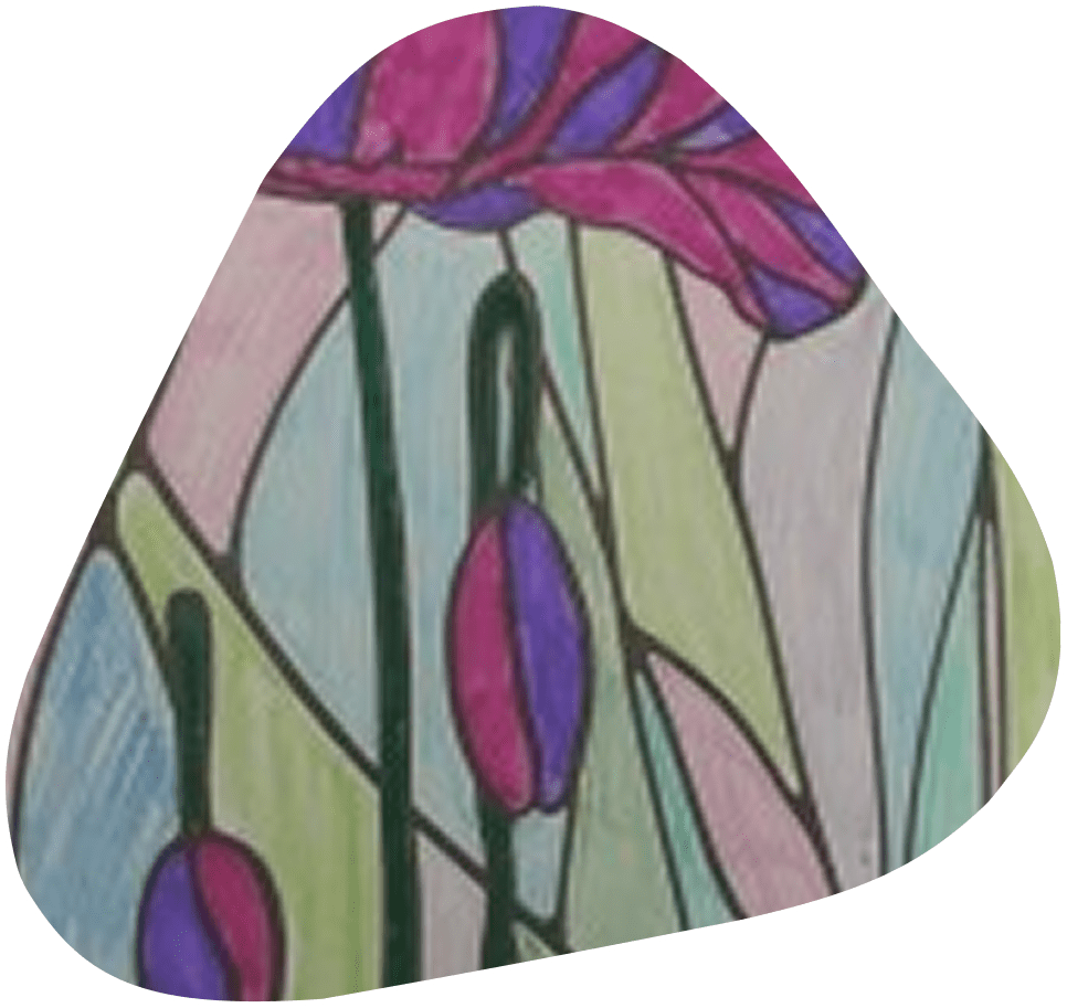 image (27) A painting of flowers in stained glass style.